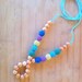 Juniper Wood Ring Breastfeeding mom necklace - Teething necklace in blue, lilac, spring yellow, green, tuorquse