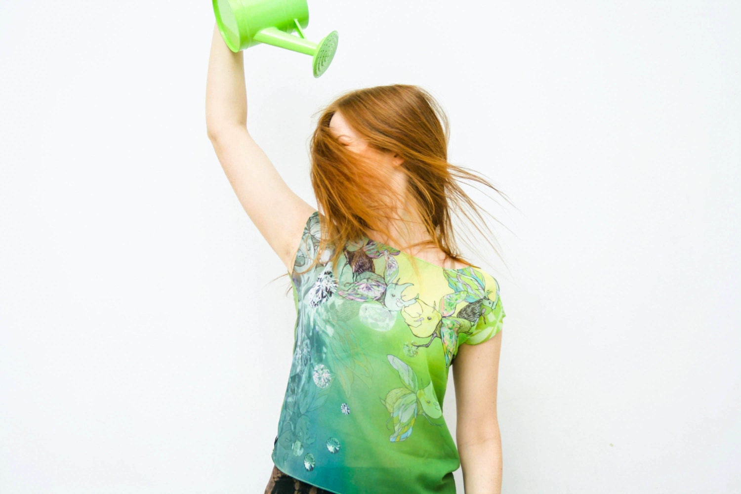 Green bug- chiffon top