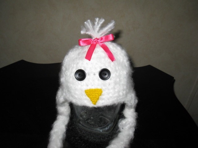 Chicken Easter Hat Pink Bow 3 to 6 months
