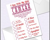 I Spy Camera Photo Wedding Game - Custom Wedding Favor Cards - 5 x 7 Flat Cards - Printed