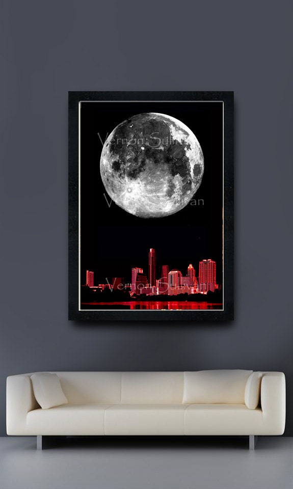 Austin Texas skyline cityscape 20 x 30 A1 large poster print Wall Art Home Decor interior Office design  Vernon Sullivan