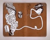 A Courtesan to Remember-japanese woodblock inspired small hand painted moleskine