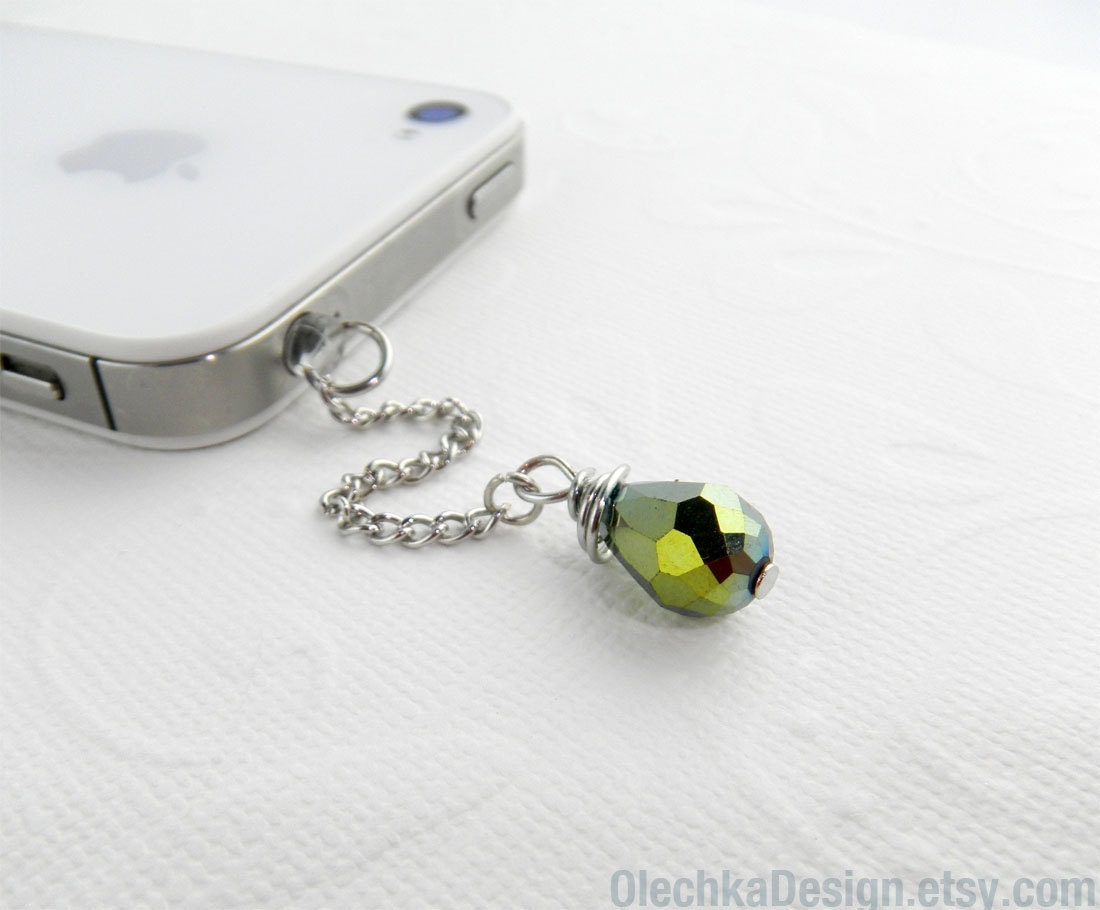 iPhone Charm, Dust Plug, Wire Wrapped Bead, iPhone Accessories, 3.5mm, availbale with Charm Strap