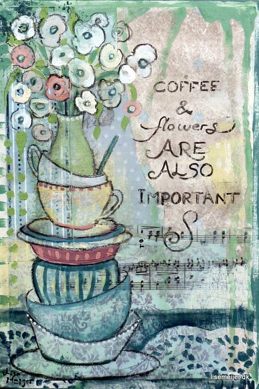 Coffee and flowers - Art Print 21 x 30 cm/ 8.3 x 11.8 in