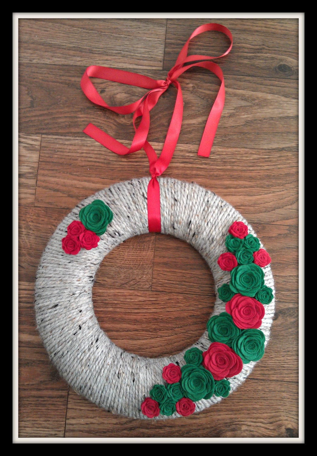 Red & Green Rose Wreath
