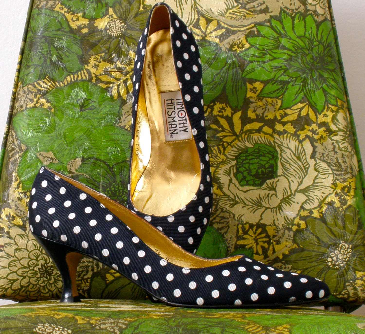 Navy Polka Dot Pumps, 80s - 7.5