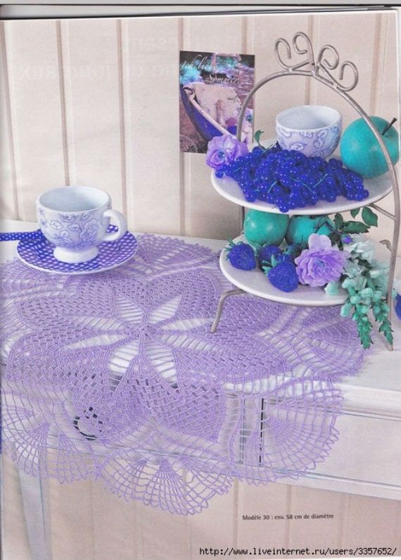 Large Crochet Doily, Lavender, Crochet Tablecloth, Crochet Lace Doily, Made To Order