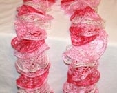 Knit  Ruffled Scarf - Ruffle Knit Scarf - Pink - Women - Breast Cancer Awareness