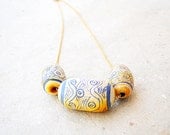 Light Blue and White Hand Painted Wooden Beaded Necklace
