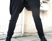 Now Shipping via DHL / No Additional Fees / Loose Casual Black Drop Crotch Harem Pants / Extravagant Black Pants