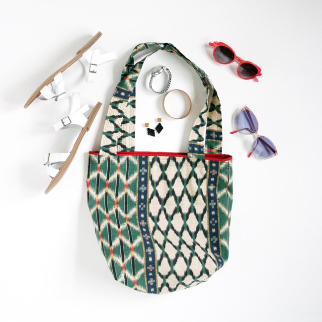 Red, Black, Green, Blue and Yellow Patterned Tote Bag