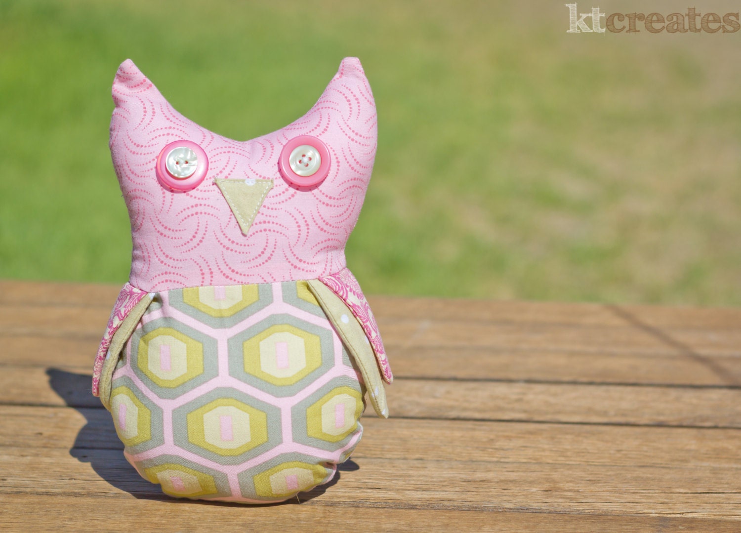 Pink and Green Owl Softie / Toy