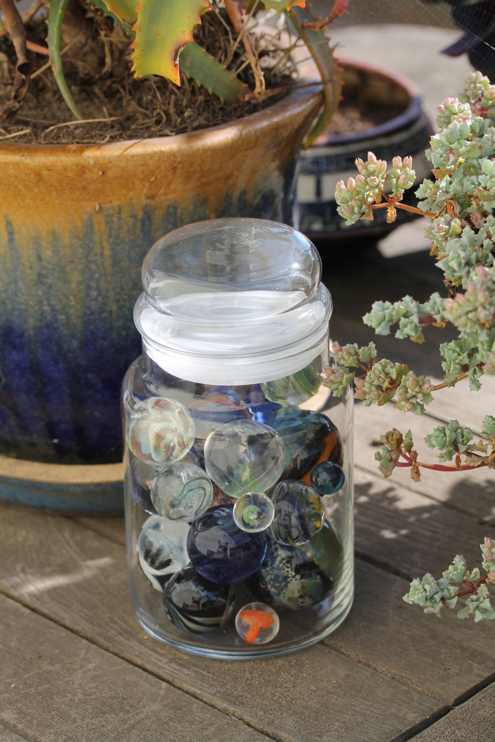 Collection Handmade Glass Marbles new in a Glass Jar LOT of glass Marbles for Gifting decor or Playing by JKLD at PACIFICNWGLASS