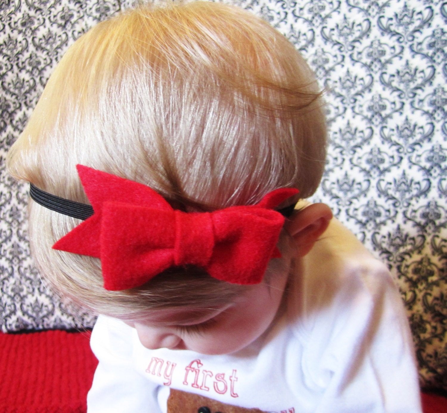 Big Red Felt Bow Headband