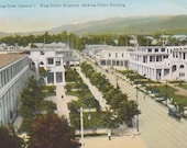 KINGSTON, JAMAICA - "Greetings from Jamaica", KING Street, Showing Public Building, Vintage Postcard, 1920s, Duperly & Son