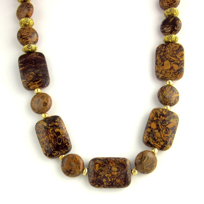 Chrysanthemum Stone Necklace, Natural Stone Necklace, Beaded Necklace, Beadwork Necklace, Beaded Jewelry, Women's Jewelry