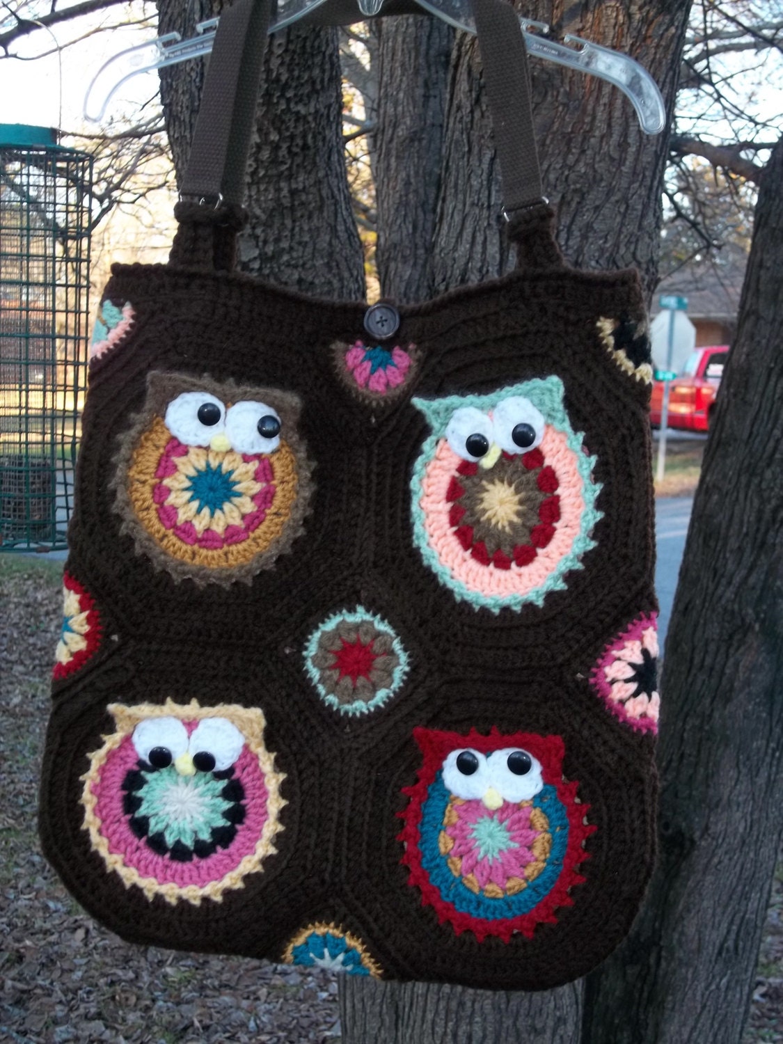 Hand Crocheted Owl Tote Bag/Purse