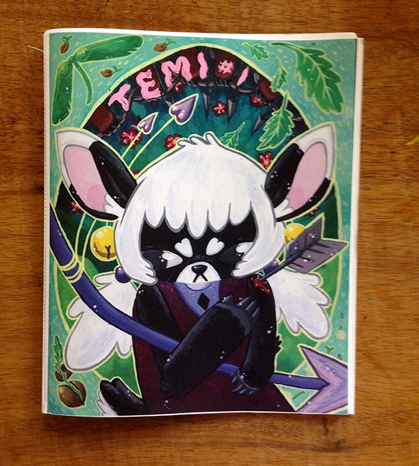 PRE-ORDER TEMI 1 comic, black and white with a color cover, anthro, manga, kawaii, shoujo