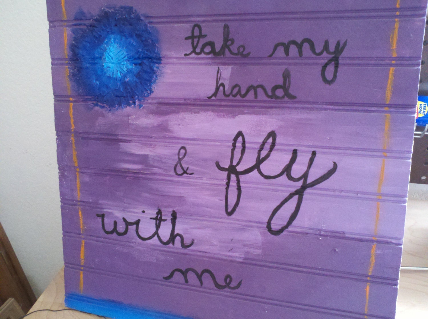 Take my hand and fly with me - Statment Painting on wood panel 15" x15"
