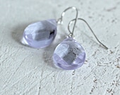 Pale Violet Lavender Lilac Teardrop Earrings Simple Earrings Faceted Gemstone Jewelry For Her Artisan Handmade (R090)
