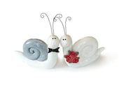 Wedding Cake Toppers - Snails Handmade Polymer Clay Cake Topper - Mr. & Mrs. Snelson