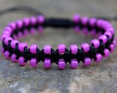 Hot Pink Beaded Hemp Bracelet
