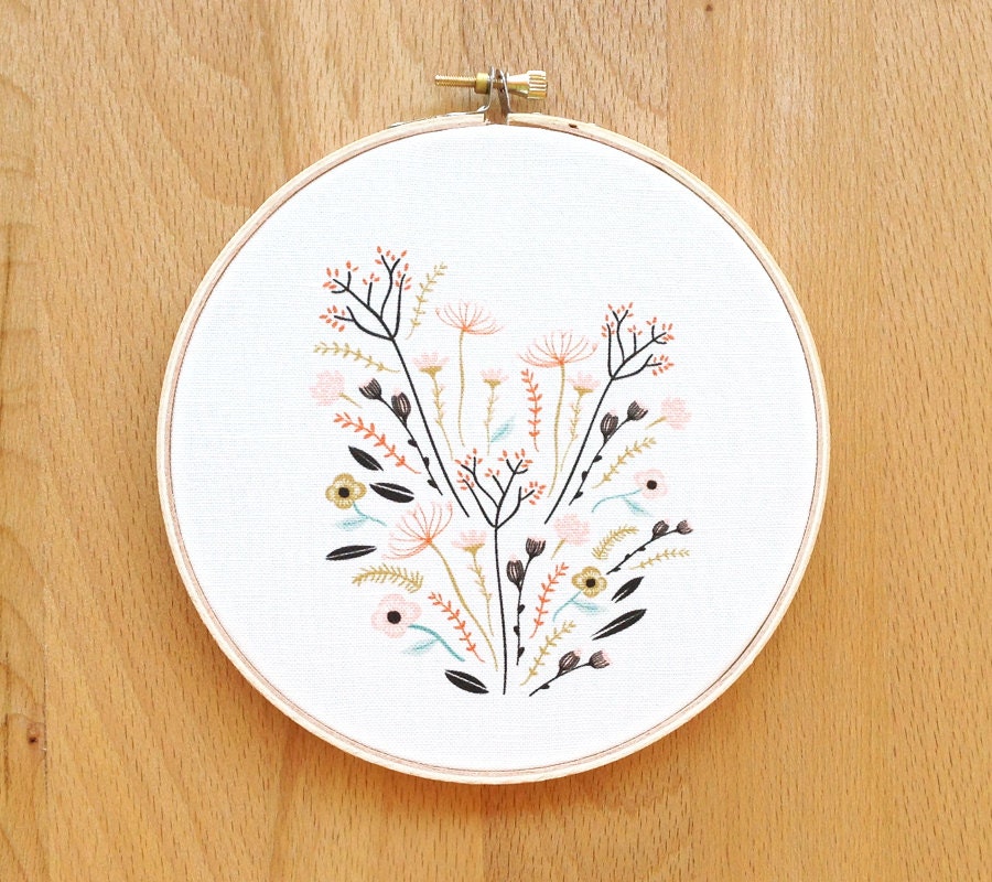 Ltd Edt 6 inch art hoop Bloom Floral Bouquet nursery home love children bedroom decor chic white pastel spring romantics