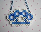 Purple Perler Bead Brass Knuckles Creepy Cute Necklace