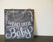 Floral Baby Countdown Sign-  Baby Chalkboard - Chalkboard Art - Pregnancy Announcement - Gift For Mom To Be