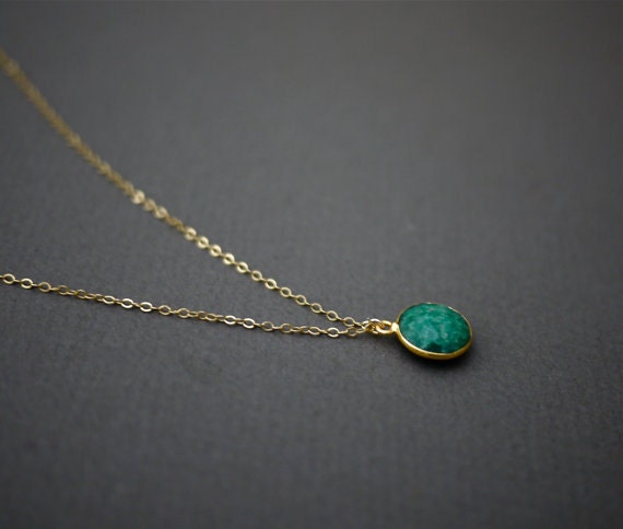Green Necklace // Emerald Necklace with May Birthstone // 14k Gold Necklace by Mica - Lincoln