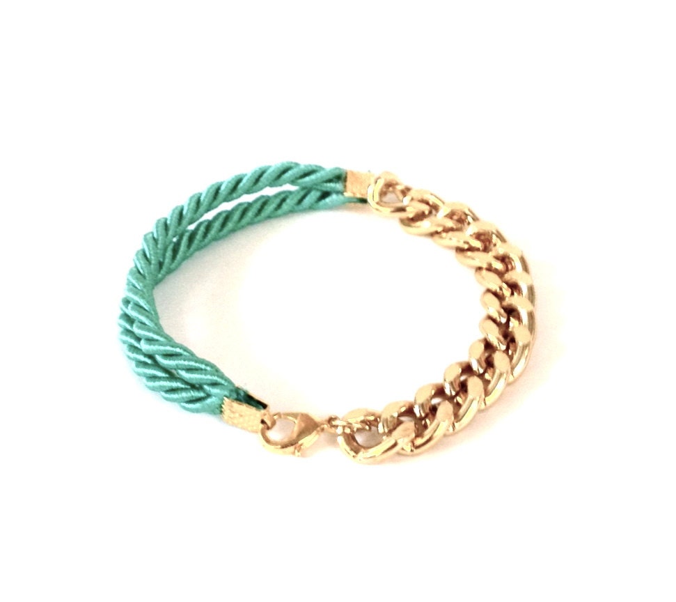 WCPY: Skinny Rope Bracelet - MINT - gold chain - arm party - stack with your plastic lace helloberry bracelets - silk rope bracelet