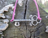 Adjustable Skeleton Key Bracelet in Pink, Red, Yellow, Green, Orange, Blue
