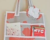 Blooming Orange Multi-Pocket Travel Tote