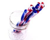 Striped Plastic Thin Straw with DIY Flags - Reusable - Red and Blue - 12 - TheSparrowHandmade
