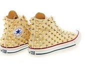 Studded Converse Gold Cone Studs with converse Cream hi top by CUSTOMDUO on ETSY