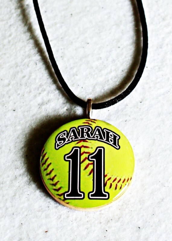 Personalized Handmade Softball Necklace Sports by SherrollsDesigns