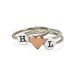 Typewriter, Stacking Initials and Copper Heart Sterling Silver Ring Set