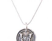 Fine Silver Butterfly Wax Seal Necklace