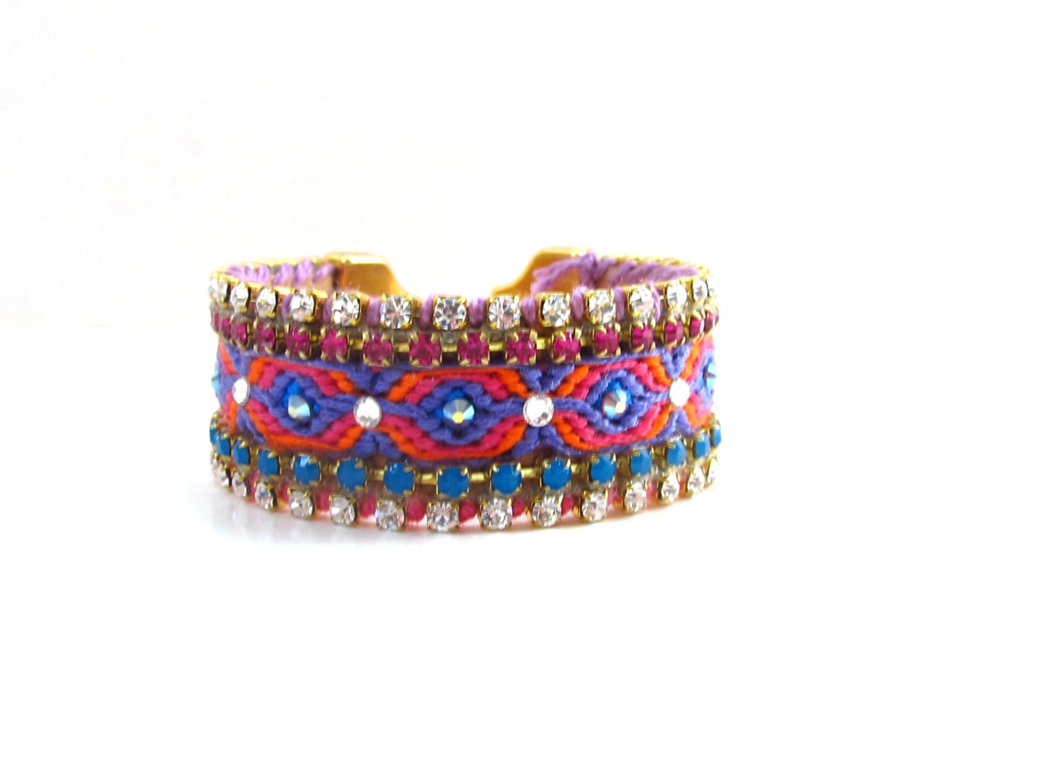 Luxury friendship cuff bracelet - small friendship cuff with swarovski crystals, boho cuff, OOAK