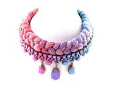 Statement necklace - painted rhinestone necklace, bib necklace, ombre necklace
