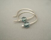 Indian Sapphire Blue Sterling Silver Hoop Earrings