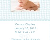 ON SALE: Baby Birth Announcement - Houndstooth