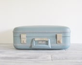 Vintage Pair of Custom Craft Blue Suitcases - CocoAndBear
