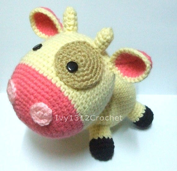 Sweet Cow 7.48" - Finished Amigurumi Handmade crochet doll Home decor birthday gift Baby shower toy