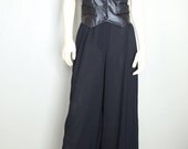 Vintage Cynthia Rowley 80s Leather Sheer Bottom Jumpsuit