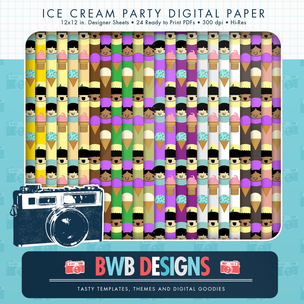 Ice Cream Party Digital Paper Pack (No. 2) - Matches Ice Cream Party Pack