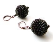 Bronze and brown  Seed Bead Earrings - beaded jewelry, beaded bead earrings