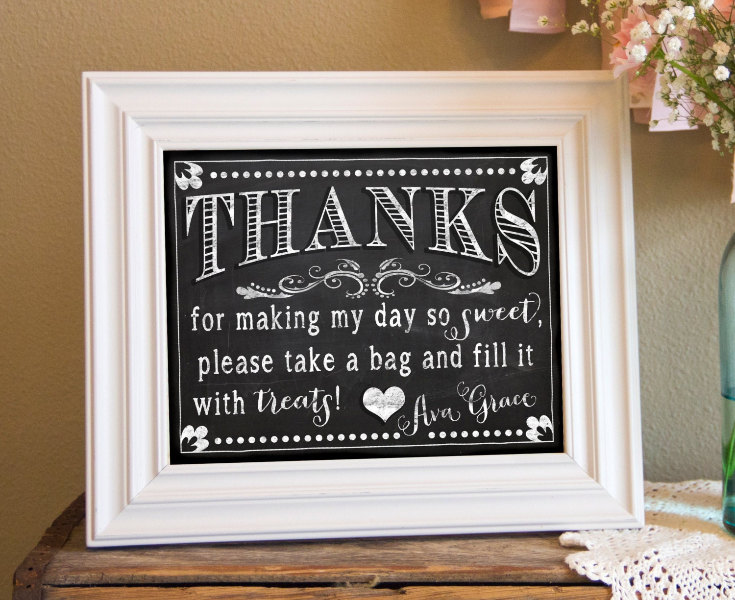 PERSONALIZED & CUSTOM 8x10 Thank You, Thanks, Greeting Sign - Chalkboard, Vintage, Birthday, Baby, Shower, Party - PDF File, You Print