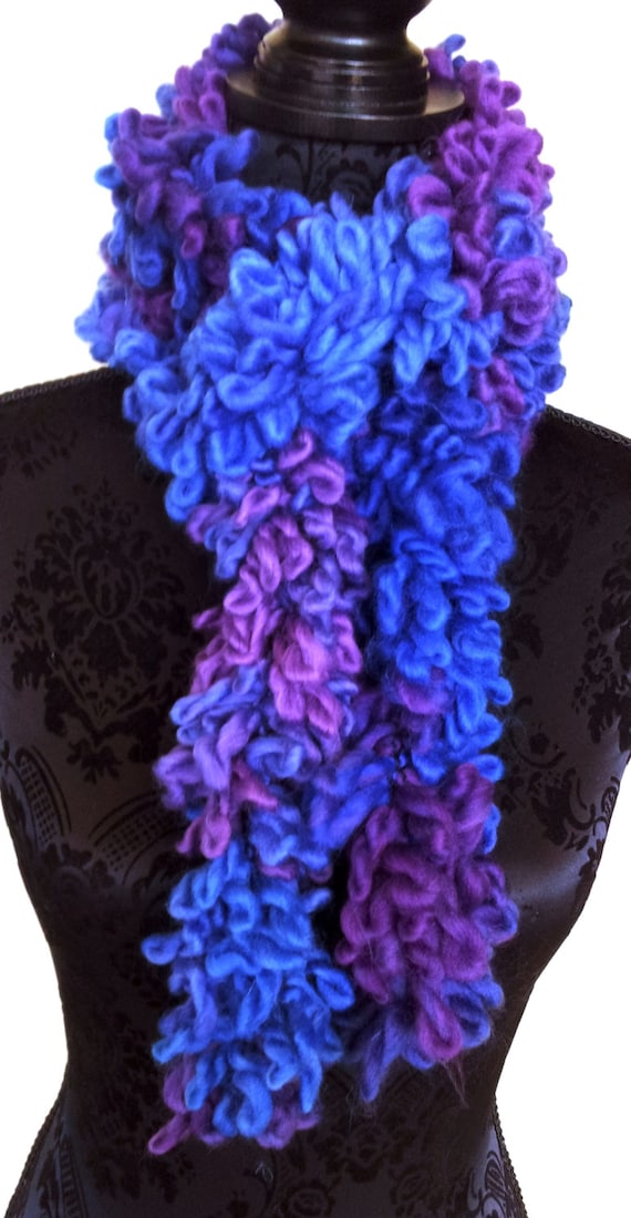 Loopy Boa Scarf in Purples and Blue Handmade by ...