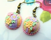 Spring Pastel Vintage Earrings, Polymer Clay Pastel Vintage Earrings Dangle, Polymer Clay Jewelry, Kawaii Jewelry, Pink Kawaii Earrings